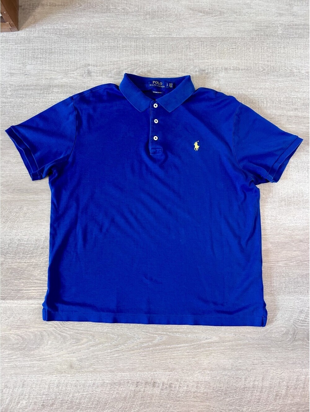 Polo Ralph Lauren Polo Shirt Mens Large Blue Yellow Pony Short Sleeve Casual